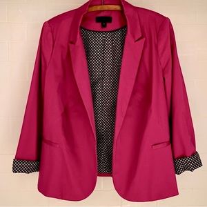 Worthington Hot pink with Black and White Checkered Lining Blazer Size 1X